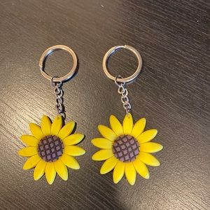 Pair of sunflower keychains